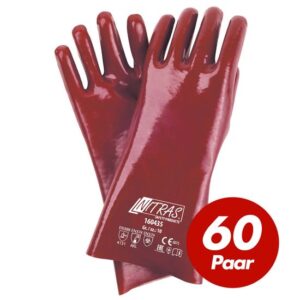 NITRAS PVC-Handschuhe 160435 vollbeschichtet doppelt getaucht - sehr gute Beständigkeit gegen Fette und Mineralöle - 60 Paar