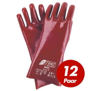 NITRAS PVC-Handschuhe 160435 vollbeschichtet doppelt getaucht - sehr gute Beständigkeit gegen Fette und Mineralöle - 12 Paar