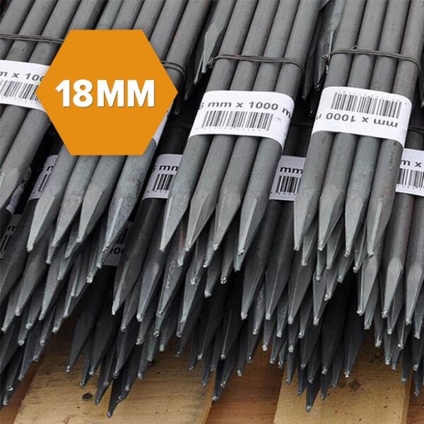 500 Stück FRONTTOOL Schnureisen, Schnurnagel, Schnurpfahl, Schnurstange, Schnurpinne 1 m, Ø 18 mm – Bild 2