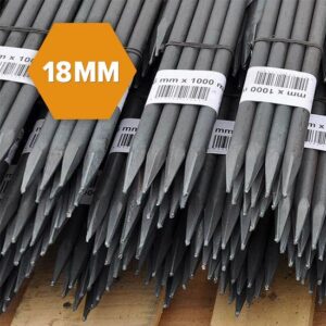 500 Stück FRONTTOOL Schnureisen, Schnurnagel, Schnurpfahl, Schnurstange, Schnurpinne 1 m, Ø 18 mm