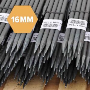 500 Stück FRONTTOOL Schnureisen, Schnurnagel, Schnurpfahl, Schnurstange, Schnurpinne 1 m, Ø 16 mm