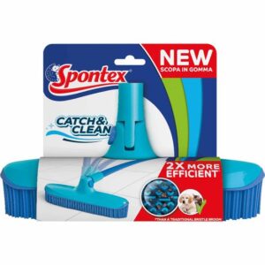 Spontex Catch & Clean Ersatzkopf mit Gummiborsten, Kehrbesen, Besen, Besenkopf, schwenkbar