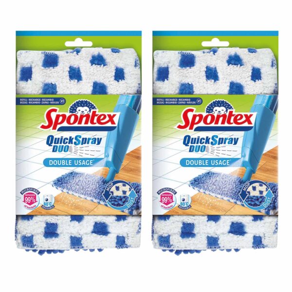 Spontex Quick Spray Duo Mikrofaserbezug 2 Stück, Wischmopp, Wischbezug, Wischer, Bodenwischer, Ersatzbezug – Bild 2