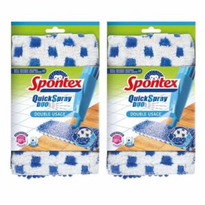 Spontex Quick Spray Duo Mikrofaserbezug 2 Stück, Wischmopp, Wischbezug, Wischer, Bodenwischer, Ersatzbezug