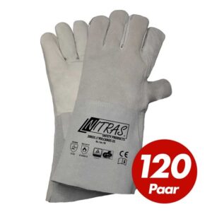 NITRAS Schweisserhandschuhe Vulcanus 20035 5-Finger-Handschuhe Brandfest besteht aus einem Materialmix Voll- und Spaltleder - 120 Paar