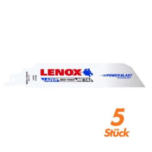 Lenox Säbelsägeblatt Lazer - 5 Stück - für Baustähle und alle Metalle 2-10 mm