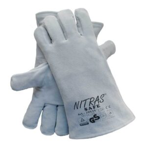 NITRAS Schweisserhandschuhe Safe 20535 Spaltleder-Schutzhandschuhe mit hohem Tragekomfort - Zertifiziert nach DIN EN 388 / 407 / 420 / 12477