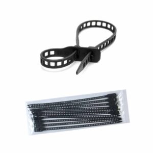 SoftTie Kabelbinder DL wiederverwendbar schwarz 10 Stück, elastisches und flexibles Kabelband, Softbinder