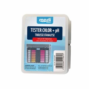 mediPOOL Tester Chlor/pH Pooltester mit 2x 20 Tabletten, Testtabletten, Testgerät