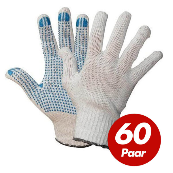 Polyester Strickhandschuhe KORL mit PVC Noppen BluePoint Arbeitshandschuhe Handschuhe Noppenhandschuhe 60 Paar – Bild 2