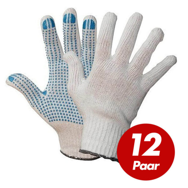 Polyester Strickhandschuhe KORL mit PVC Noppen BluePoint Arbeitshandschuhe Handschuhe Noppenhandschuhe 12 Paar – Bild 2