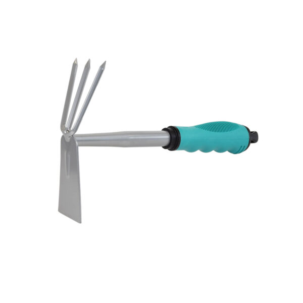 HaWe Gartenharke klein, Doppelharke, Handharke, Unkrautjäter, Balkon, Friedhof, flaches Blatt, 3 Zinken, Breite: 55 mm, planieren – Bild 2