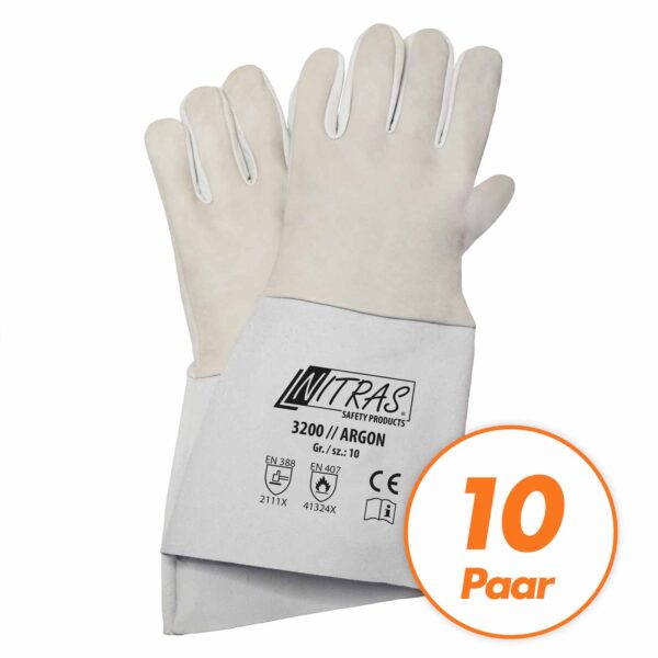 NITRAS Schweisserhandschuhe Argon 3200/3201/3202 Vollnappa-Lederhandschuhe - 10 Paar – Bild 2