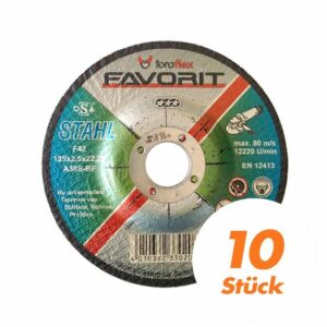 Toroflex FAVORIT Trennscheibe Universal Stahl  - Trennscheiben - Schneidscheibe - F41 gerade - 125 mm Durchmesser - 10 Stück