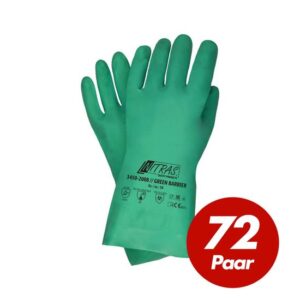 NITRAS Green Barrier 3450 Nitrilhandschuhe Schutzhandschuhe Chemikalienschutz velourisiert grün VPE 72 Paar