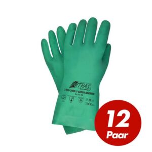 NITRAS Green Barrier 3450 Nitrilhandschuhe Schutzhandschuhe Chemikalienschutz velourisiert grün VPE 12 Paar
