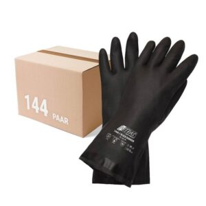 NITRAS Chloroprene-Handschuhe 3460 Black Barrier velourisiert 30 cm - guter Schutz vor Alkoholen, Säuren, Laugen - 144 Paar