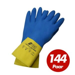 NITRAS 3470 Dual Barrier Chemikalien Schutzhandschuhe, in der Farbe blau-gelb, 300 mm lang, Handschuh bietet schönen Grip - 144 Paar