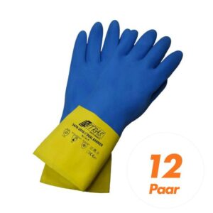 NITRAS 3470 Dual Barrier Chemikalien Schutzhandschuhe, in der Farbe blau-gelb, 300 mm lang, Handschuh bietet schönen Grip - 12 Paar