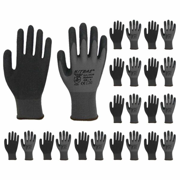NITRAS 3520 Nylotex Nylon-Latexhandschuhe Schutzhandschuhe Arbeitshandschuhe Allroundhandschuhe - 12 Paar – Bild 2