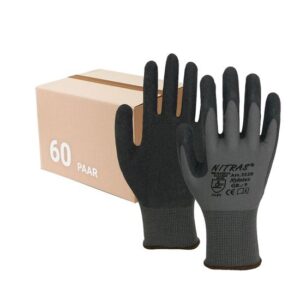 NITRAS Schutzhandschuhe Nylotex 3520 - 60 Paar Arbeitshandschuhe, Gartenhandschuhe, Bau, Werkstatt