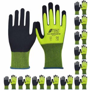 Nitras Schutzhandschuhe Nylotex Soft HV 3525 12 Paar - Gartenhandschuh, Bauhandschuh, Signalfarbe, weich, rutschfest, Latex