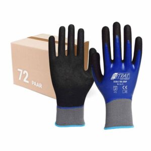 NITRAS 3550 Oil Grip - Nitrilhandschuhe vollbeschichtet, Nylonhandschuhe im Set - VPE 72 Paar