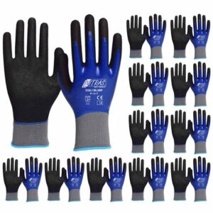 NITRAS 3550 Oil Grip - Nitrilhandschuhe vollbeschichtet, Nylonhandschuhe im Set - VPE 12 Paar