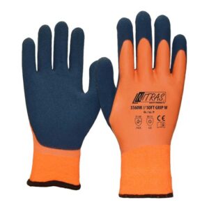 Nitras Kälteschutzhandschuhe Soft Grip Winter 3560W, wasserabweisend, flexibel, weich, reißfest, Warnfarbe