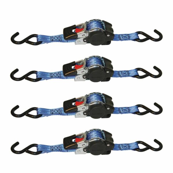 Kerbl Automatik-Zurrgurt blau - Spanngurt - mit S-Haken 3 m x 25 mm - Zugkraft direkt 300 kg  - 4 Stück – Bild 2