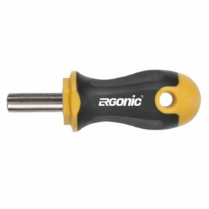 felo Schraubendreher-Bithalter Ergonic 438 Stubby 1/4 Zoll, Klinge 18 mm, Griff 62 mm, Made in Germany