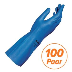 MAPA Optinit Nitrilhandschuhe 472, blau, silikonfrei, Lebensmittelkontakt geeignet, einfacher Chemikalienschutz - 100 Paar