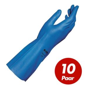 MAPA Optinit Nitrilhandschuhe 472, blau, silikonfrei, Lebensmittelkontakt geeignet, einfacher Chemikalienschutz - 10 Paar