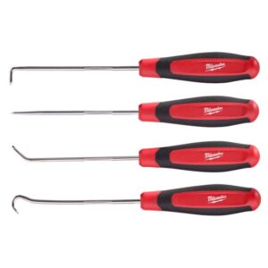Milwaukee Haken- und Anreißwerkzeug-Set 4-teilig, Piekset, KFZ-Hakenset, anreißen, ausrichten, reinigen