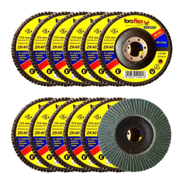 Toroflex Zirkonkorund Fächerscheibe, Schruppscheibe, Schleifscheibe 115mm / 125mm - 10 Stück – Bild 2