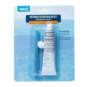mediPOOL Unterwasser Reparatur Set, PVC-Folie, Kleber, Für Pool- und Gartenteichfolie