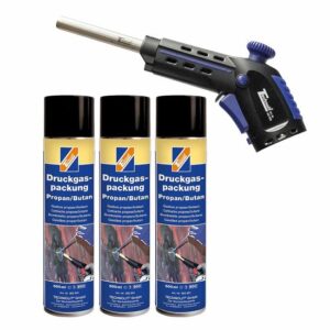 TECHNOLIT Hochleistungslötpistole MULTI inkl. 3x Druckgaspackung 600 ml, Gasbrenner, Lötbrenner, Gasanzünder, Bunsenbrenner, Lötlampe, Gaslötpistole