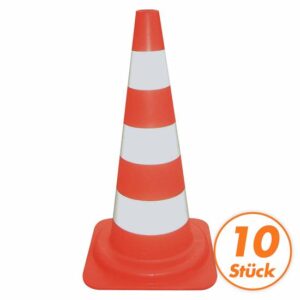 G-Plast Leitkegel / Pylone rot-weiß 540 mm hoch, PE-Material, stapelbar, 3 reflektierende Streifen