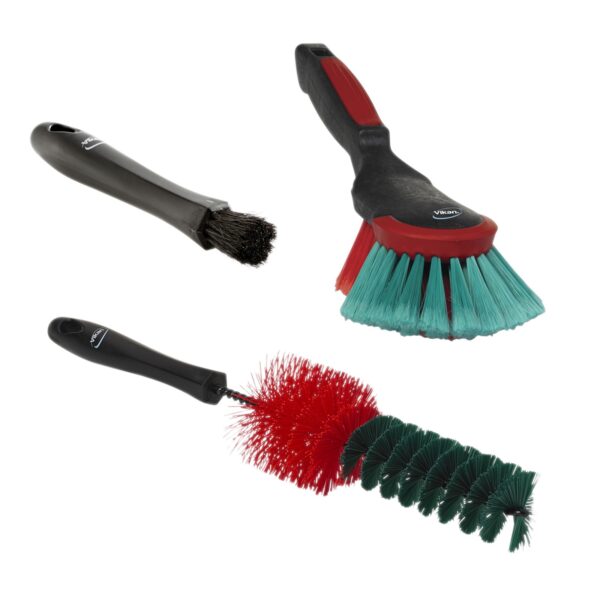 VIKAN Auto Bürsten Set 3-teilig - Interieurpinsel, Felgenbürste, Autohandbürste – Bild 2