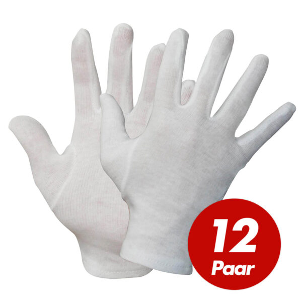 NITRAS Baumwoll Trikot-Handschuhe 531x - Unterziehhandschuhe weiß, Handschuhe fusselfrei - VPE 12 Paar – Bild 2