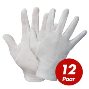 NITRAS Baumwoll Trikot-Handschuhe 531x - Unterziehhandschuhe weiß, Handschuhe fusselfrei - VPE 12 Paar