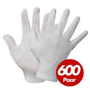 NITRAS Baumwoll Trikot-Handschuhe 531x - Unterziehhandschuhe weiß, Handschuhe fusselfrei - VPE 600 Paar