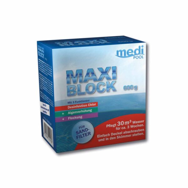 mediPOOL MaxiBlock 600 g Multifunktionsblock, Chlorblock, Poolreinigung, Langzeitdesinfektion f. Pools – Bild 2