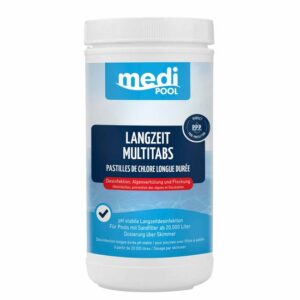 mediPOOL Langzeit-Multi Tabs 200 g, Multifunktionstabletten, Chlortabletten, Dauerchlorung, Flockmittel, Poolreinigung