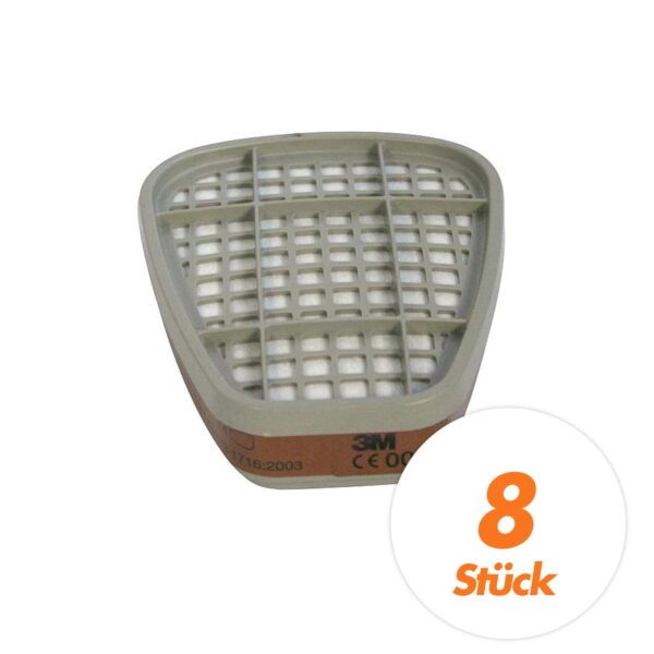 3M Gasfilter 6051 A1 Ersatzfilter - Atemschutzfilter, Partikelfilter - 8 Stück – Bild 2