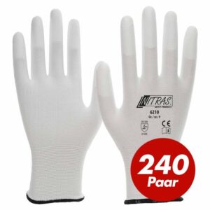 NITRAS Nylon-Handschuhe 6210 Arbeitshandschuhe Gartenhandschuhe PU-Fingerkuppenbeschichtung - 240 Paar