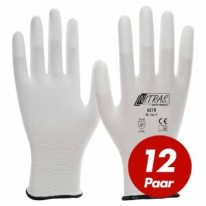 NITRAS Nylon-Handschuhe 6210 Arbeitshandschuhe Gartenhandschuhe PU-Fingerkuppenbeschichtung - 12 Paar