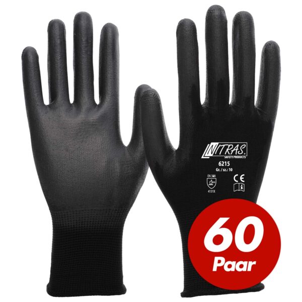 NITRAS 6215 Nylon Strickhandschuh, Schutzhandschuhe, Gartenhandschuhe - 60 Paar – Bild 2