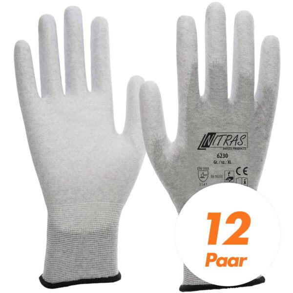 NITRAS ESD-Handschuhe, Schutzhandschuhe 6230 antistatisch, Touchscreen-Handschuhe - VPE 12 Paar – Bild 2