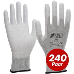 NITRAS 6230 ESD-Handschuhe Schutzhandschuhe antistatisch und Touchscreen-fähig VPE 240 Paar